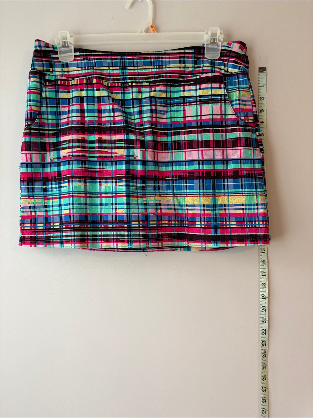 LOFT Multicolor Plaid Mini Skirt in Pink, Blue & Teal